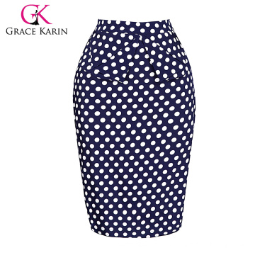 Grace Karin Occident Sexy Women Short Hips Wrapped Retro Cotton Polka Dots Jupe Vintage CL008928-2